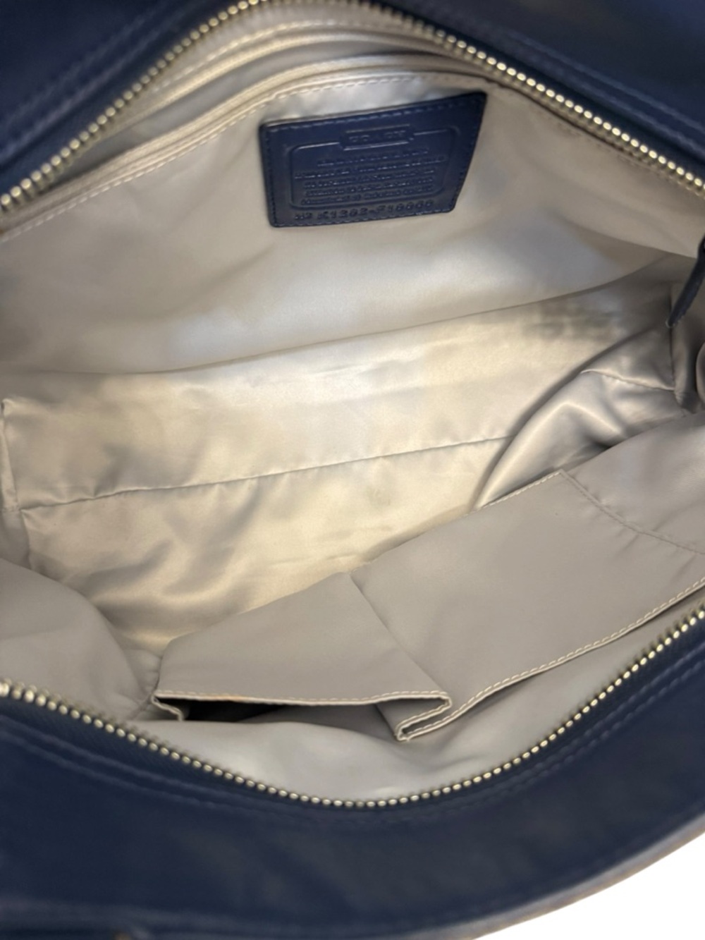 Coach Navy Leather Tote with Heart Charm Accent - Picture 8 of 13